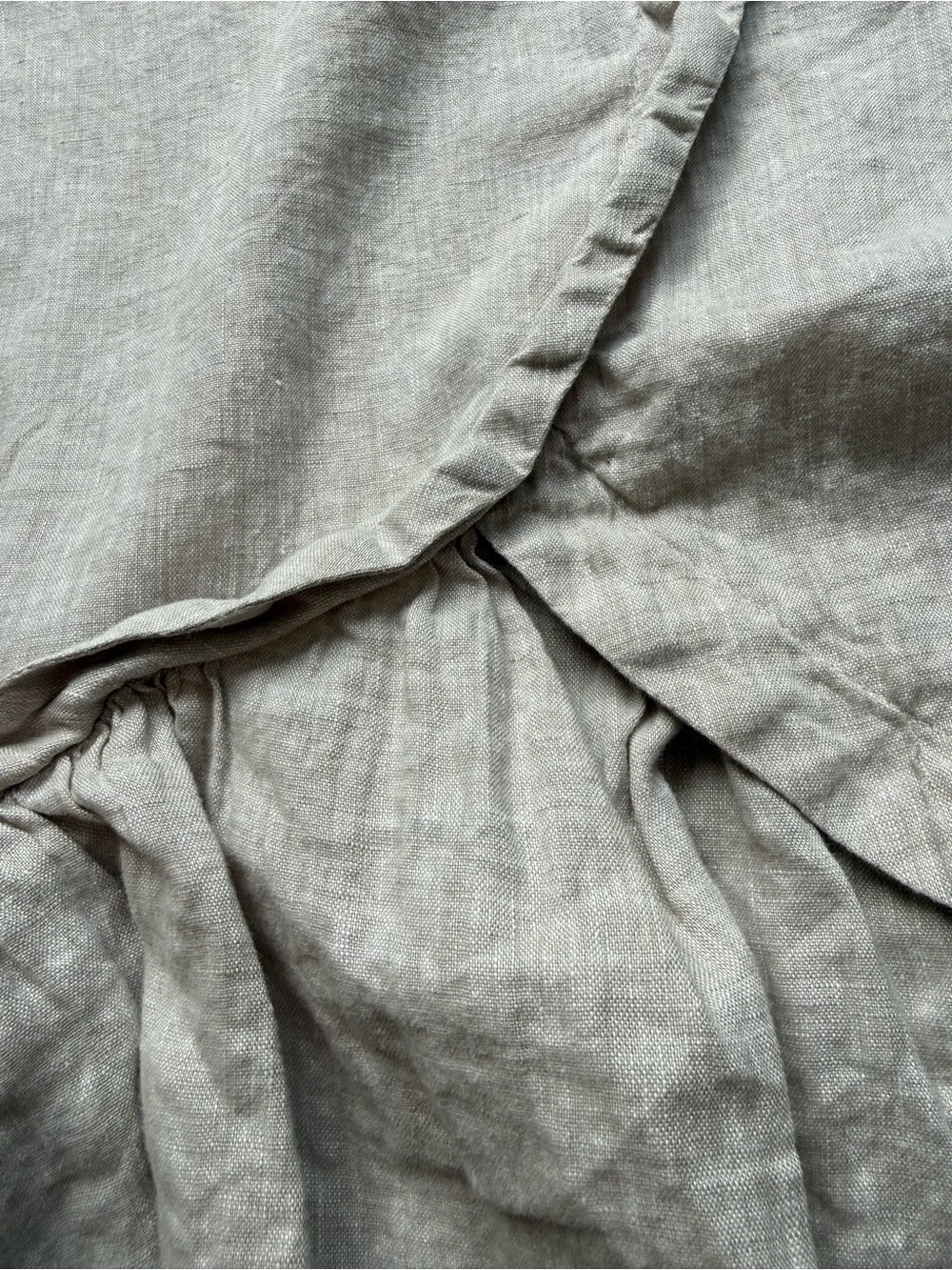 Yuvita Linens Ruffle Hem Linen Top M Beige Boho Cottage Coastal Luxe - Picture 5 of 8